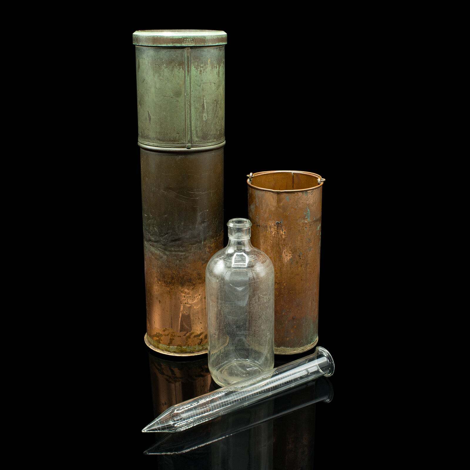 Antique Pluviometer Set, English, Copper, Meteorological, Rain Gauge, Victorian