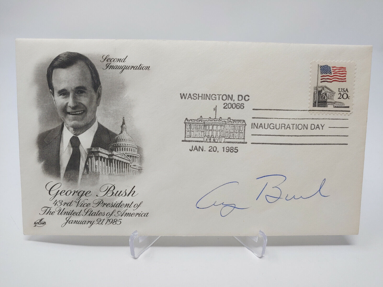 George Herbert Walker H.W. Bush Autographed Inauguration Day Cachet JSA COA