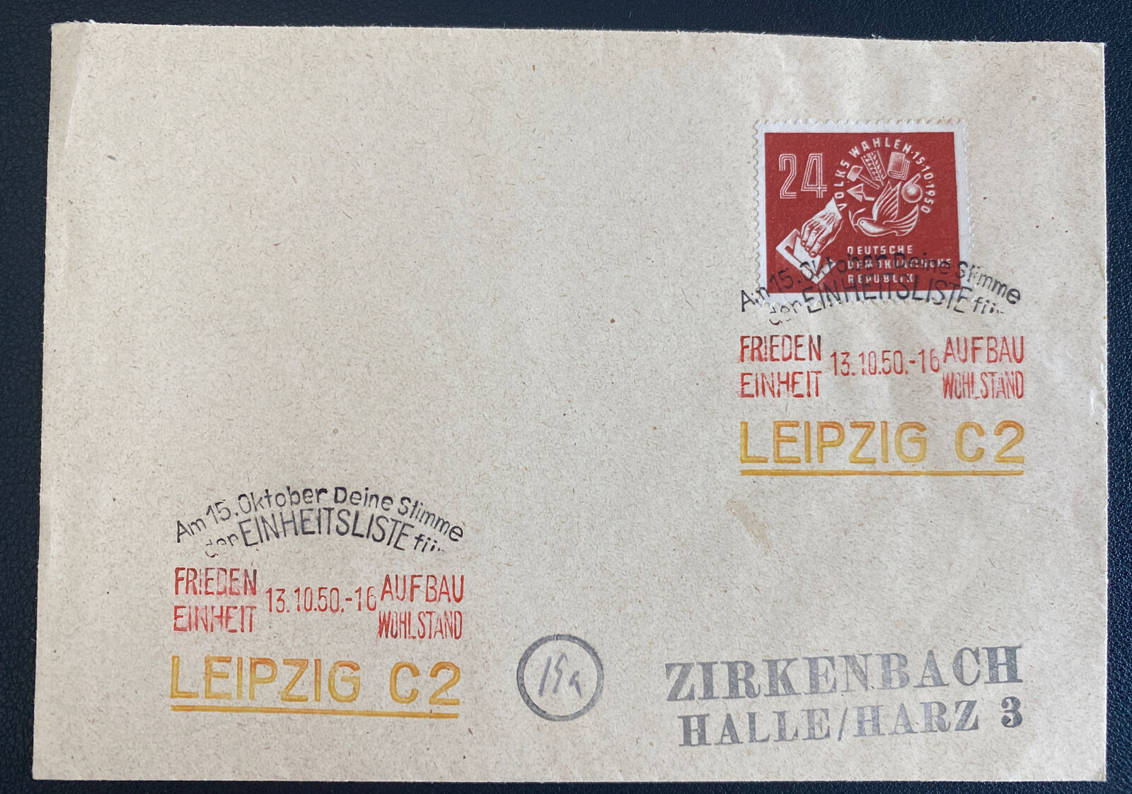 1950 Leipzig DDR East Germany First Day Cover To Halle Elections Cancels