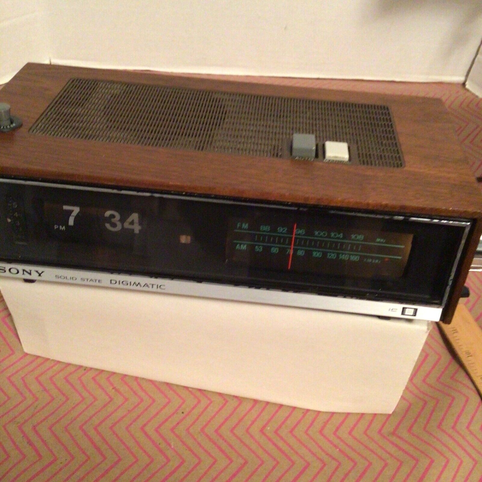 Sony Flip Clock Vintage Radio Wood Eames Works  Back To The Future Groundhog Day