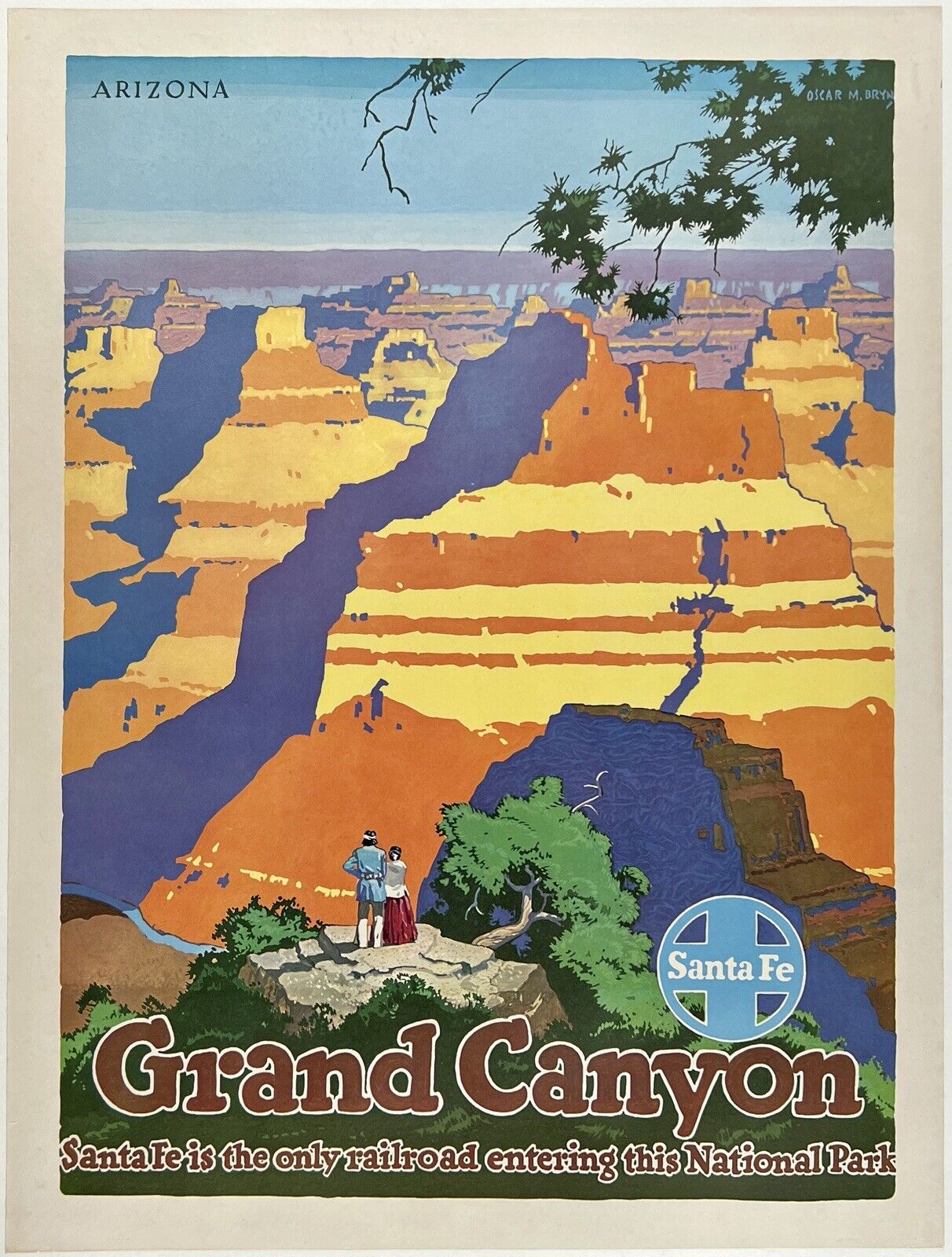 Original Vintage Poster SANTA FE RAILROAD ARIZONA GRAND CANYON Travel Tourism OL