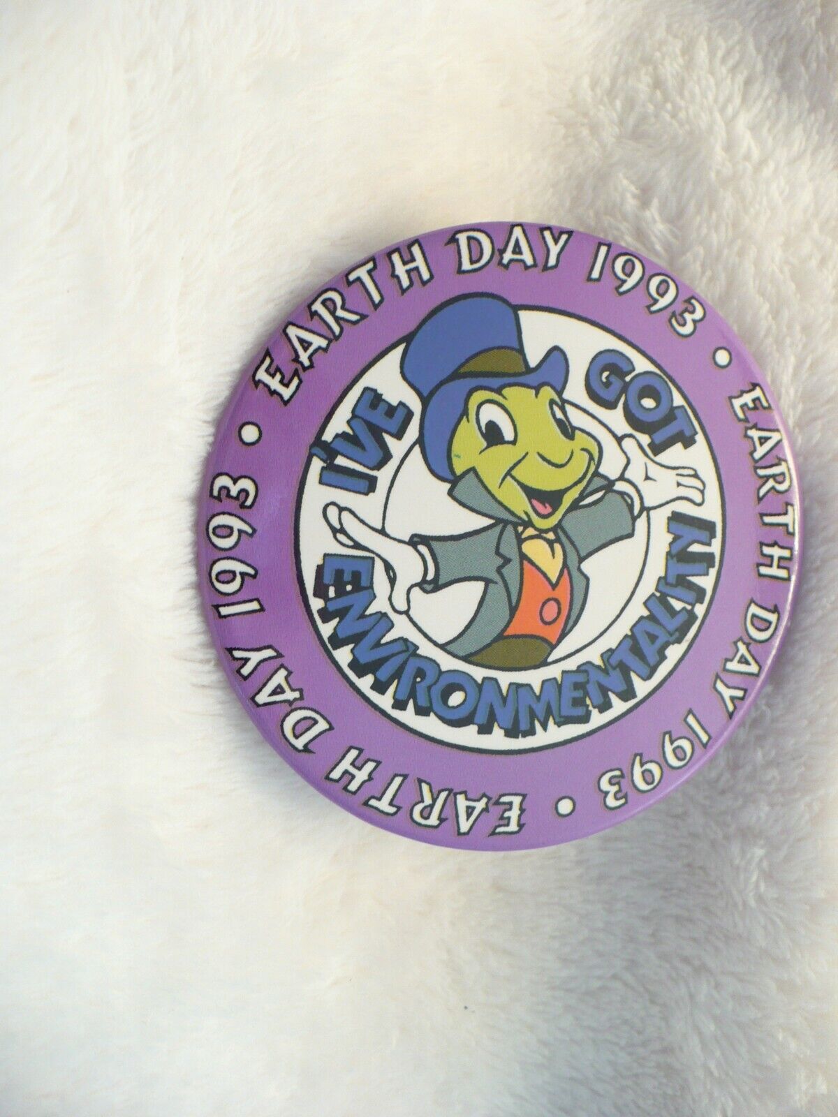NS- Jiminy Cricket 1993 Earth Day (I\'ve Got Environment)  PINBACK PIN #24262