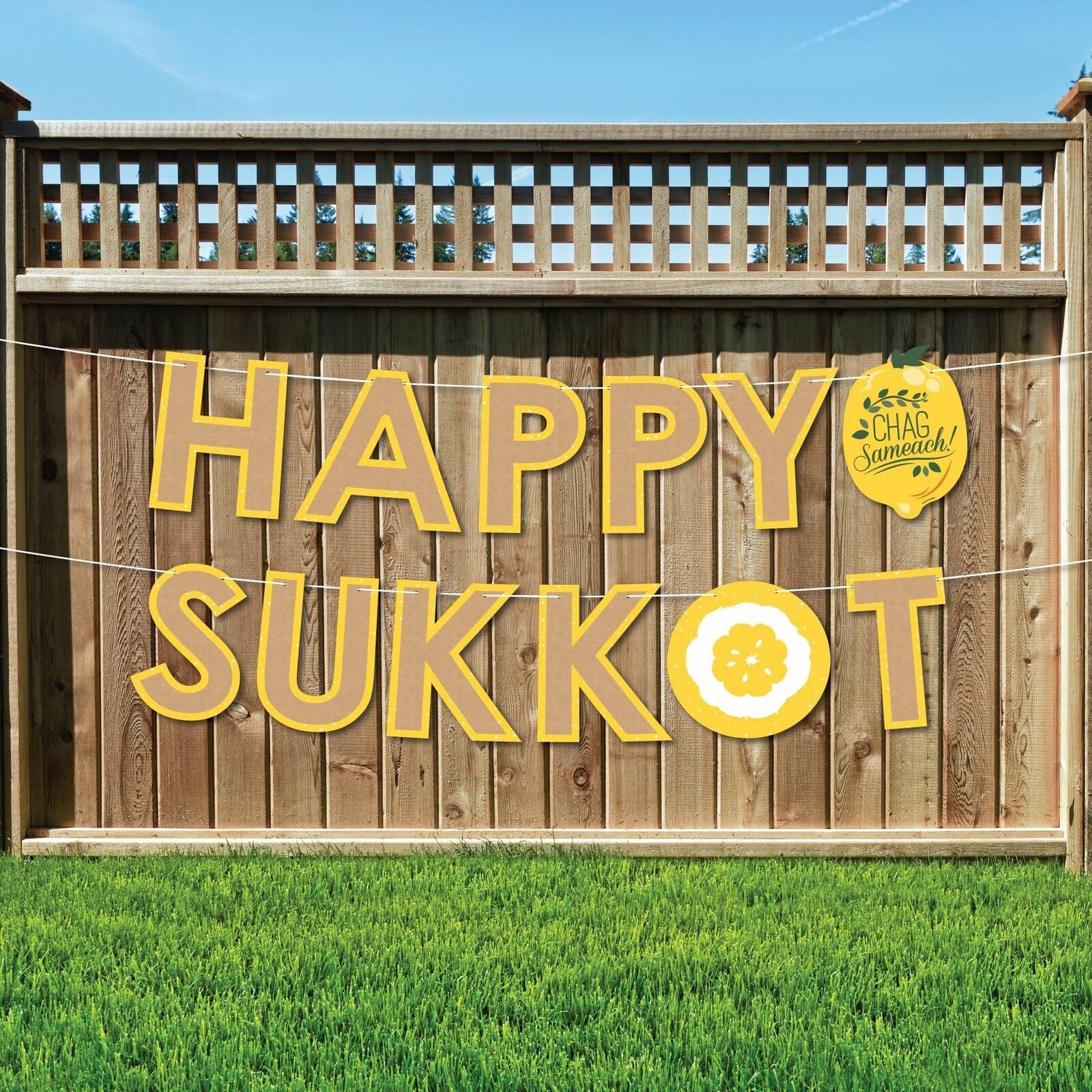 Sukkot - Large Sukkah Holiday Decorations - Happy Sukkot - Outdoor Letter Banner