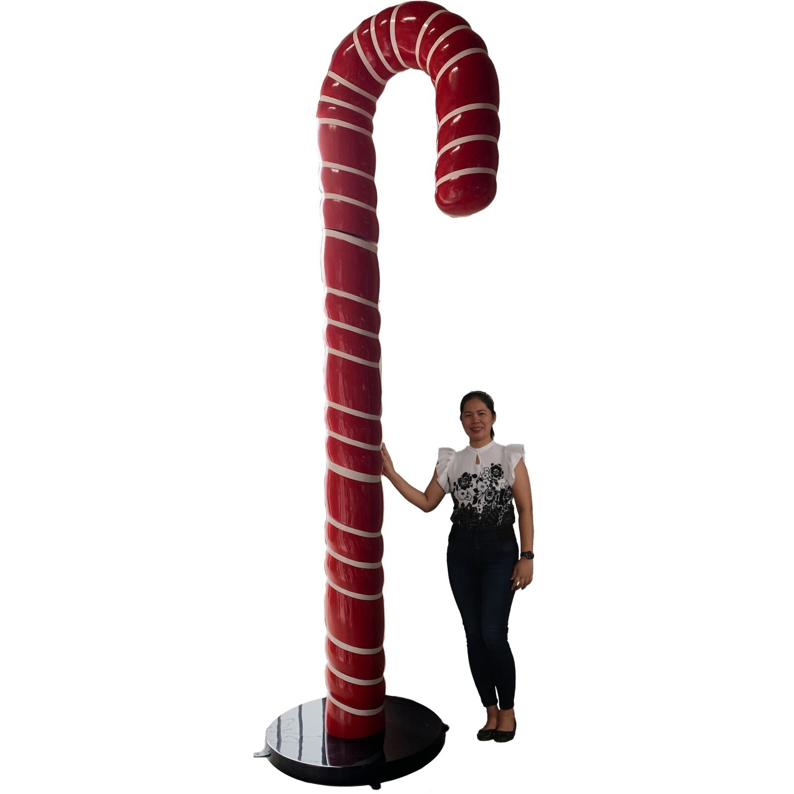 Jumbo Peppermint Candy Cane Over Sized Statue Candyland Seasonal Prop Display