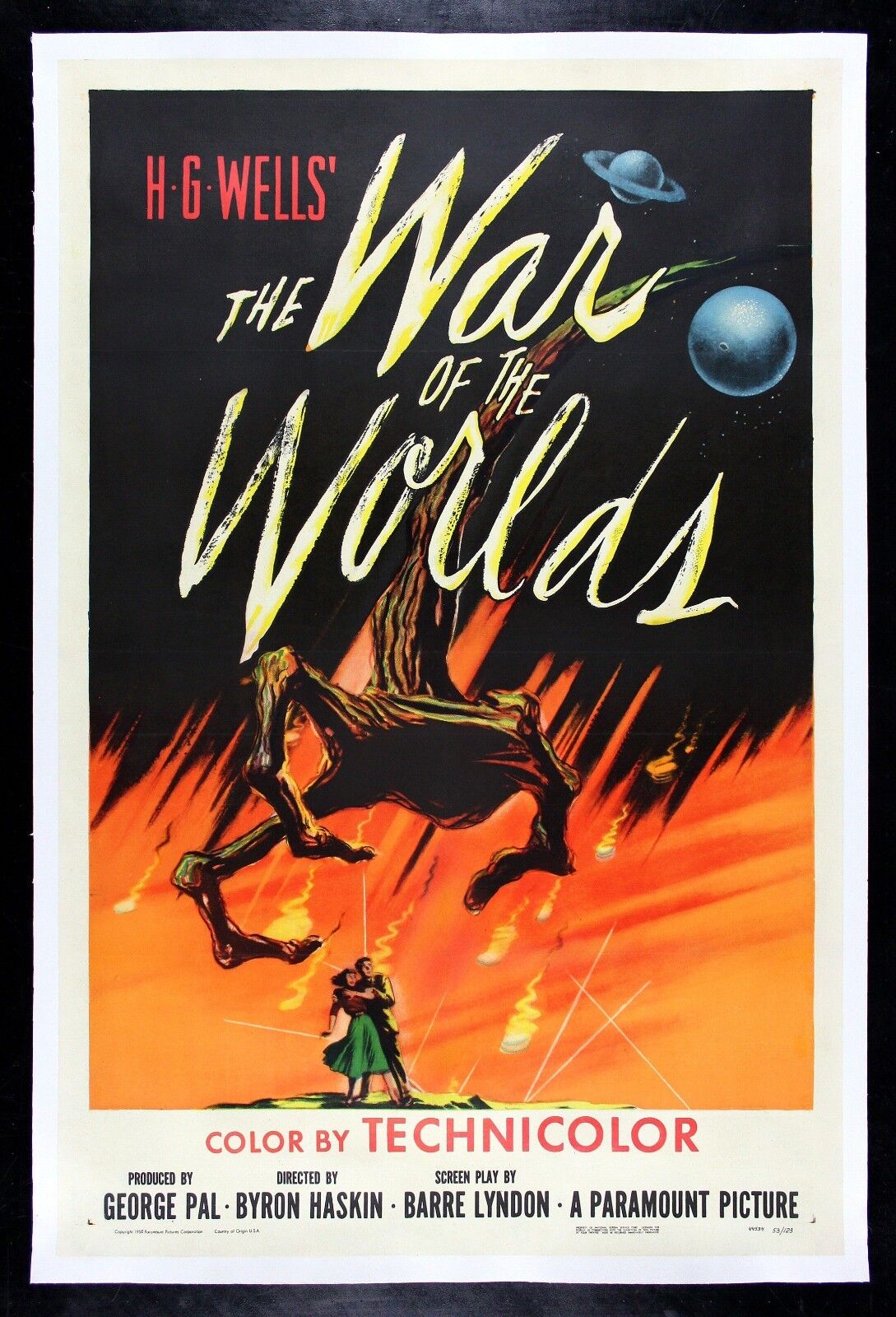 WAR OF THE WORLDS ✯ CineMasterpieces 1953 ALIEN SCIENCE FICTION MOVIE POSTER