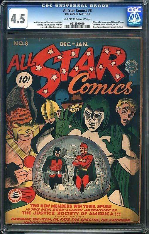 All Star Comics #8 CGC 4.5 DC 1941 1st Wonder Woman Holy Grail G12 910 cm pr