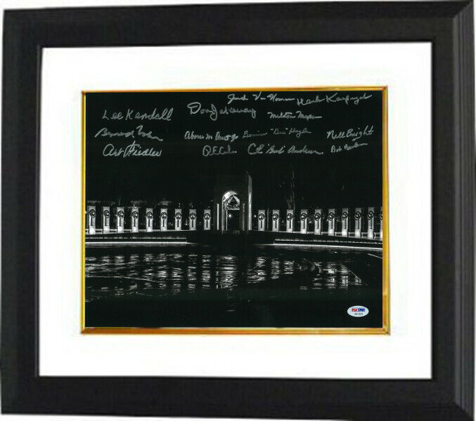 WWII Memorial D-Day Veterans/Fighter Aces/WASP 11x14 Photo Framed 13 signed PSA 