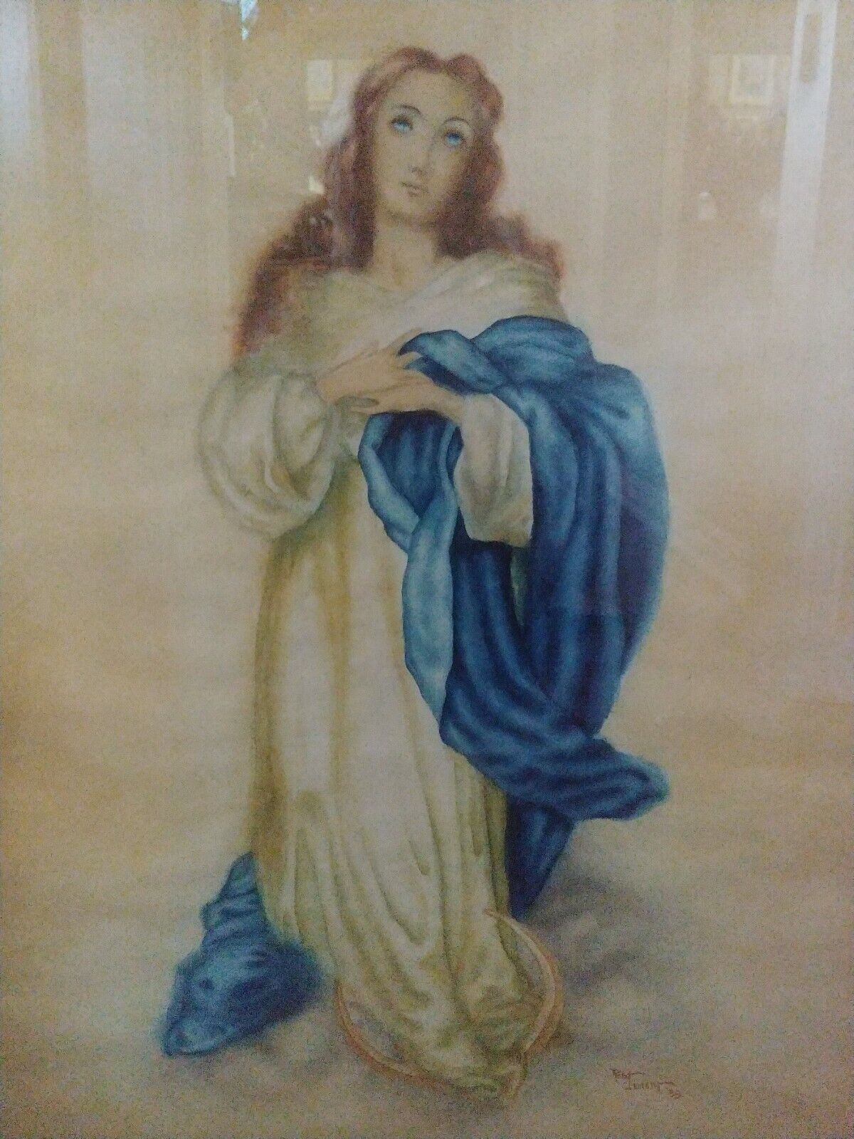 Immaculate Conception by R.Clement 1939 Beautiful watercolor.