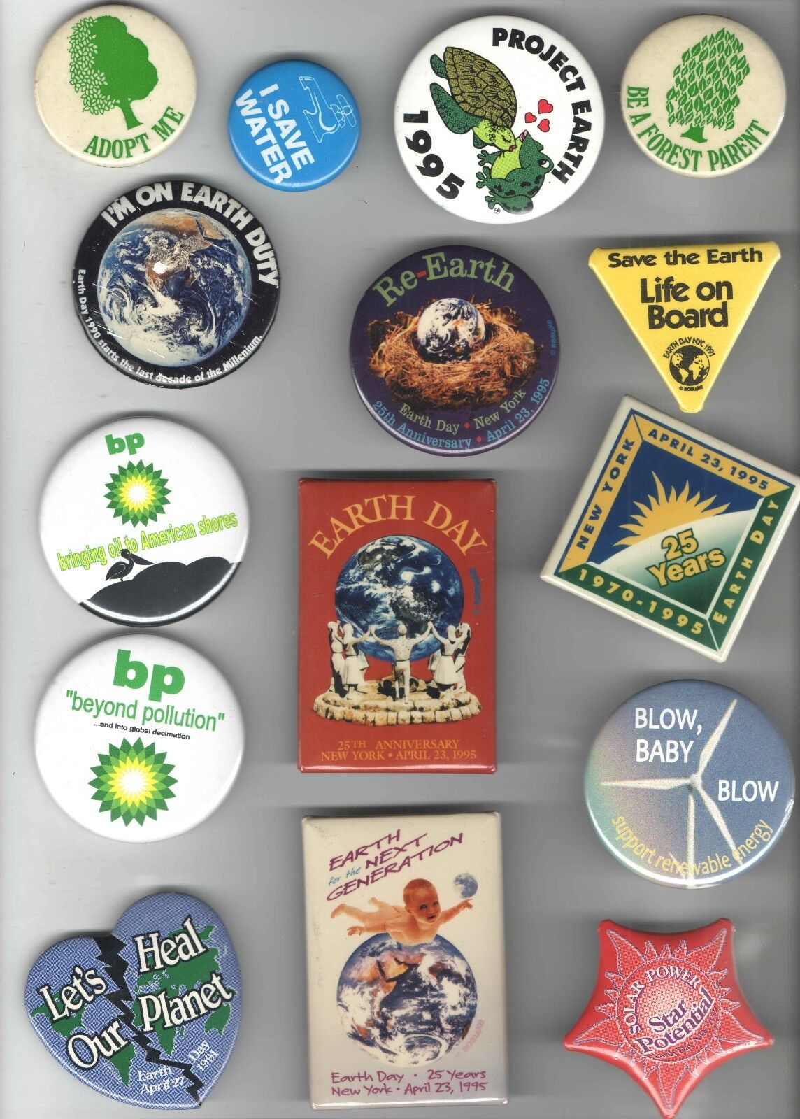 15 old PROGRESSIVE Cause pin EARTH DAY Environment CLIMATE CHANGE pinback etc