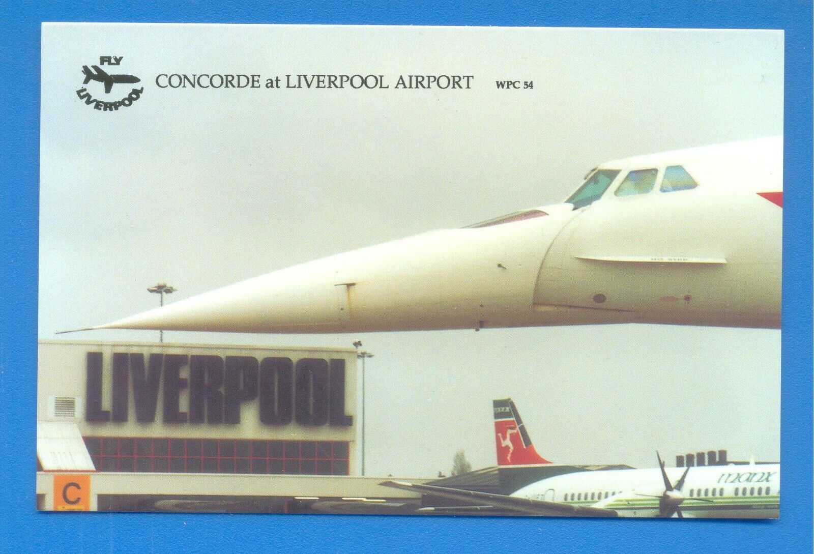 CONCORDE G-BOAG AT LIVERPOOL AIRPORT 3 APRIL 1993 ON GRAND NATIONAL DAY.POSTCARD