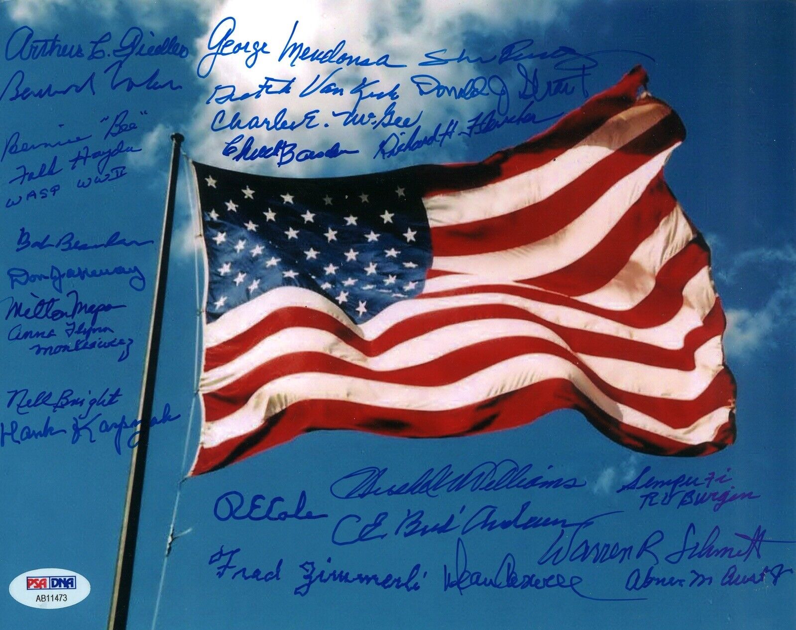 WWII VETERANS MULTI SIGNED 8X10 PHOTO PSA DNA AB11473 X24 ACES D-DAY WASP VETS