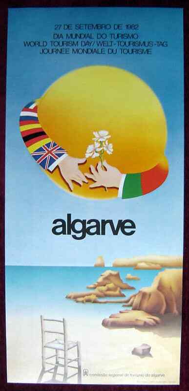 Original Poster Portugal Algarve Beach Sea Sun Art Chair World Tourism Day 1982