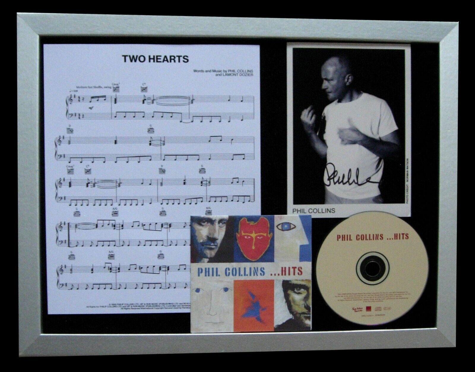 PHIL COLLINS+SIGNED+QUALITY FRAMED+TWO HEARTS=100% AUTHENTIC+EXPRESS WORLD SHIP