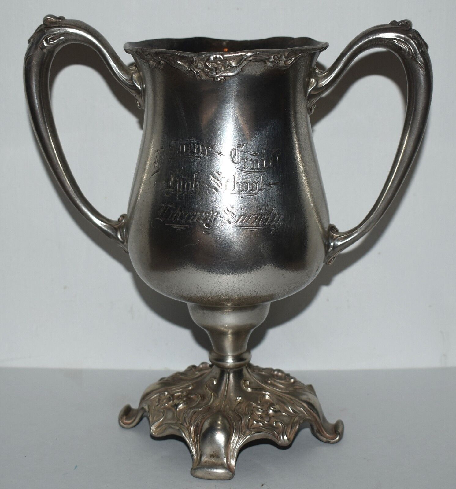 Antique LE SUEUR CENTER MN HIGH SCHOOL Literacy Society Loving Cup Trophy