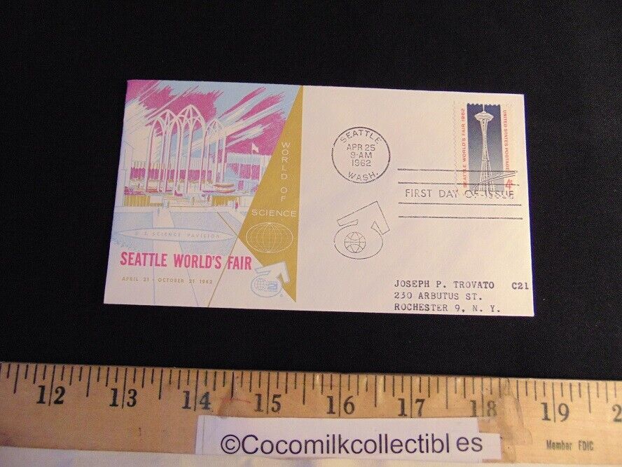 Vintage Seattle Worlds Fair 1962 1196 Stamp First Day Cover FDC Science Pavilion