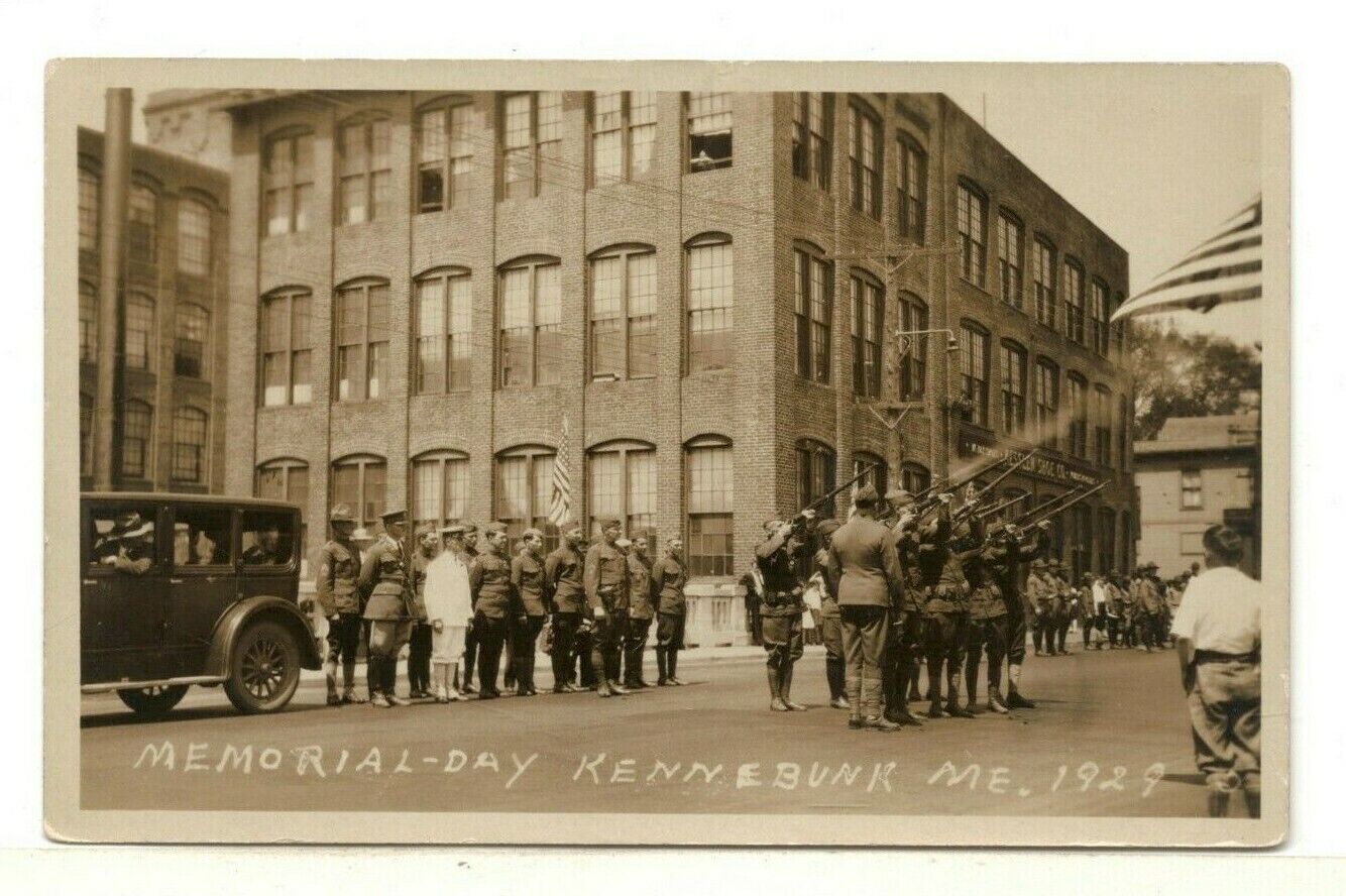 RARE 1929 RPPC: View of Memorial Day Parade – Kennebunk, Maine – Dated