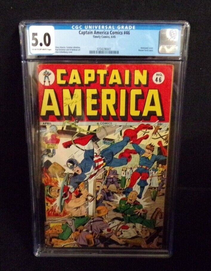 CAPTAIN AMERICA #46 TIMELY COMICS GOLDEN AGE CGC GRADED 5.0 HOLOCAUST NAZI COVER
