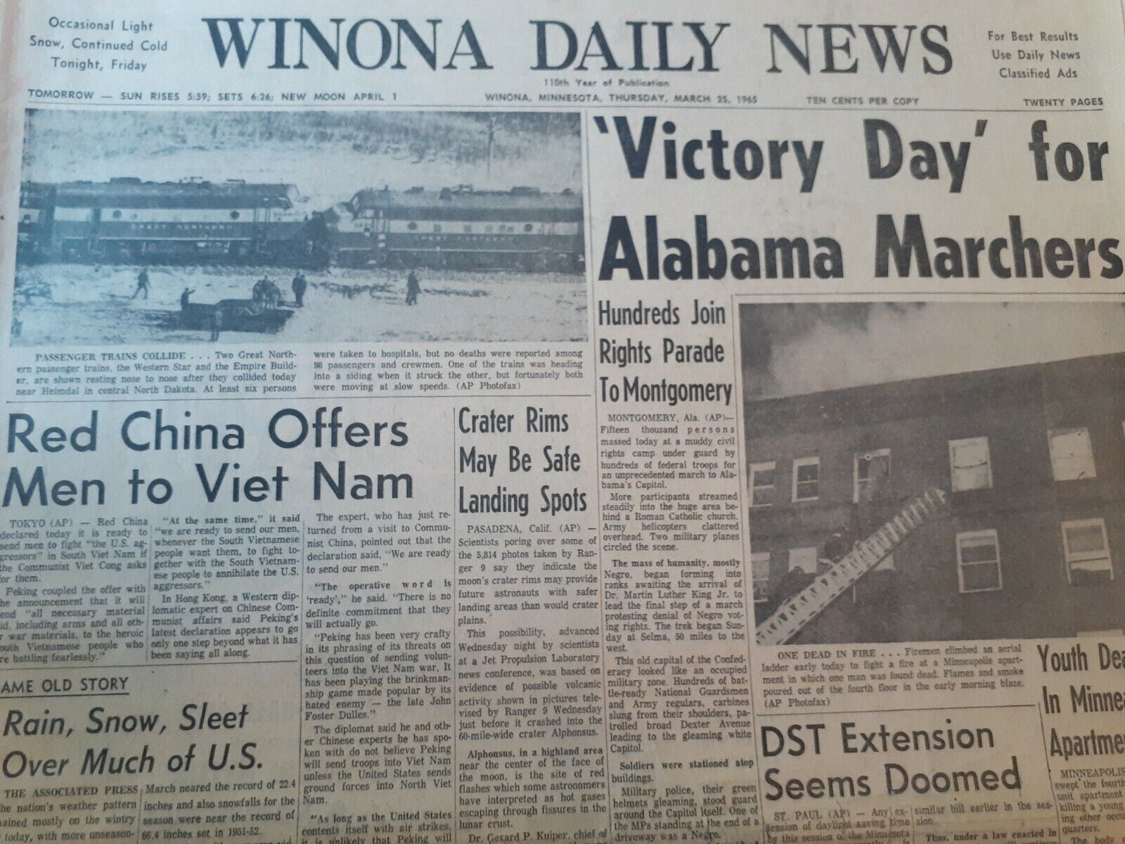Newspapers- 'VICTORY DAY' FOR MARTIN LUTHER KING and ALABAMA FREEDOM MARCHERS 