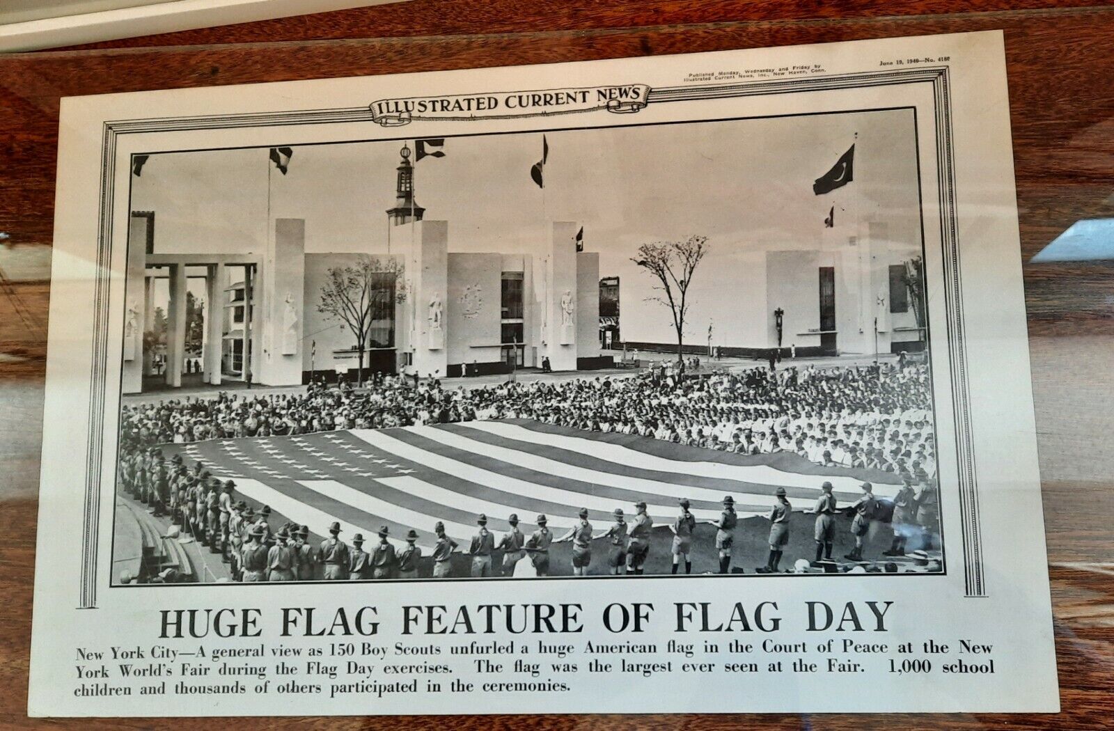VTG RARE Boy Scouts PHOTOPRAPH POSTER WORLD WAR 2 ERA Flag Day 1940 NYC NEW YORK