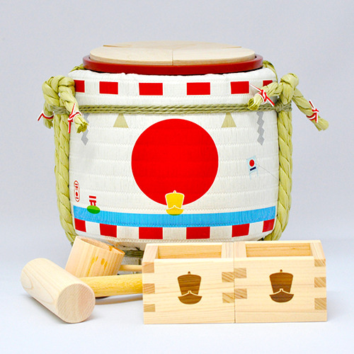 Mini Kagami-biraki set Komodaru New Year's Day Sake set barrel Cups Masu Case