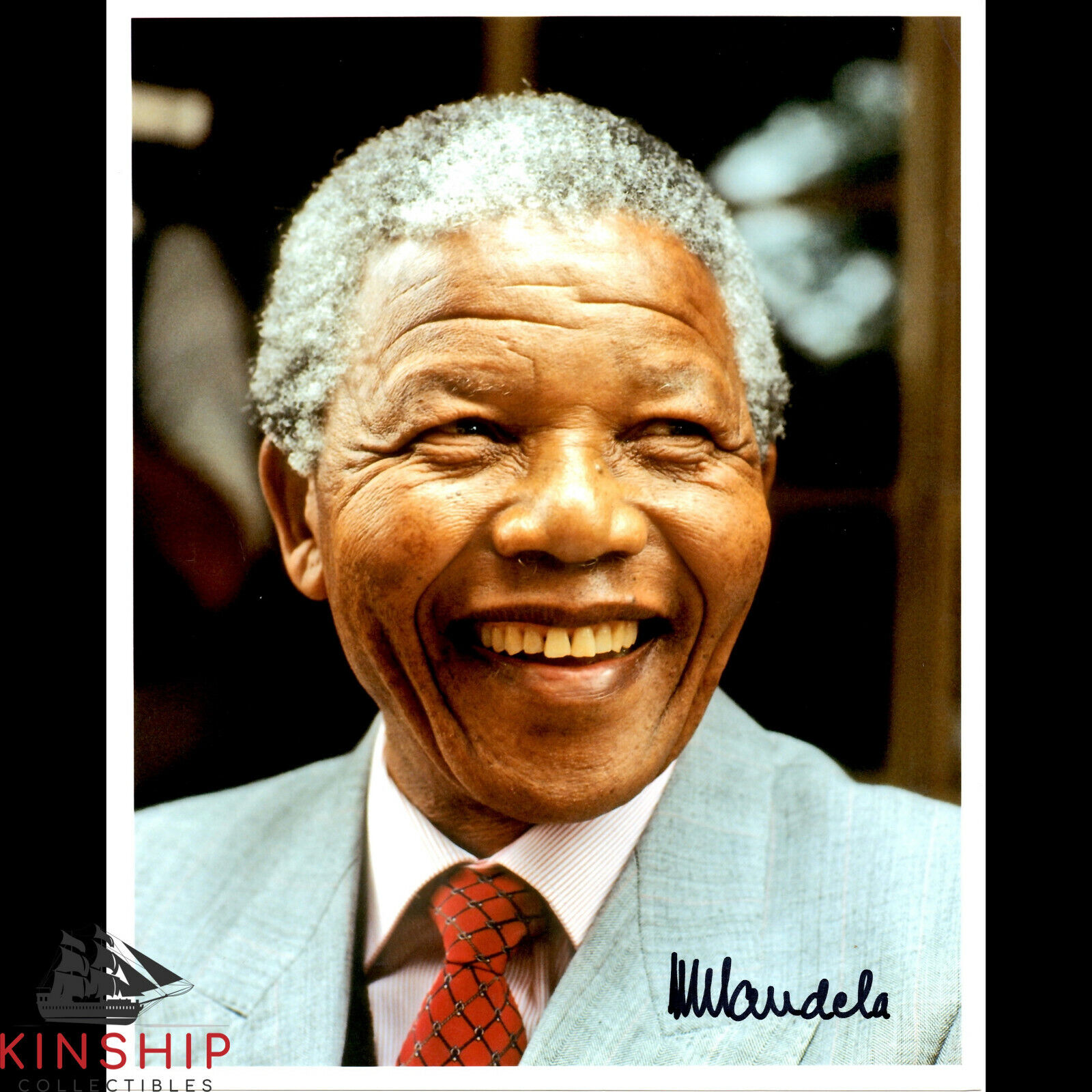 Nelson Mandela signed Color Photo JSA LOA South African President B868