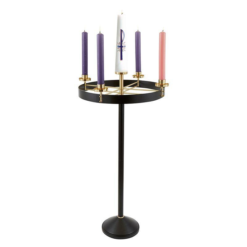 Black Steel and Brass Advent Candle Stand 