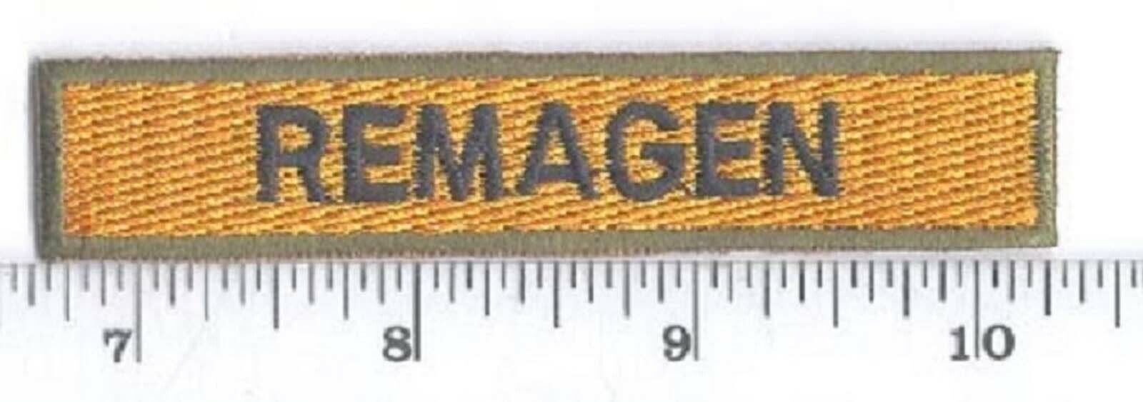 Armor Tab - REMAGEN (9th Armored Div.) - 100% Embroidered - Cut edge - Color