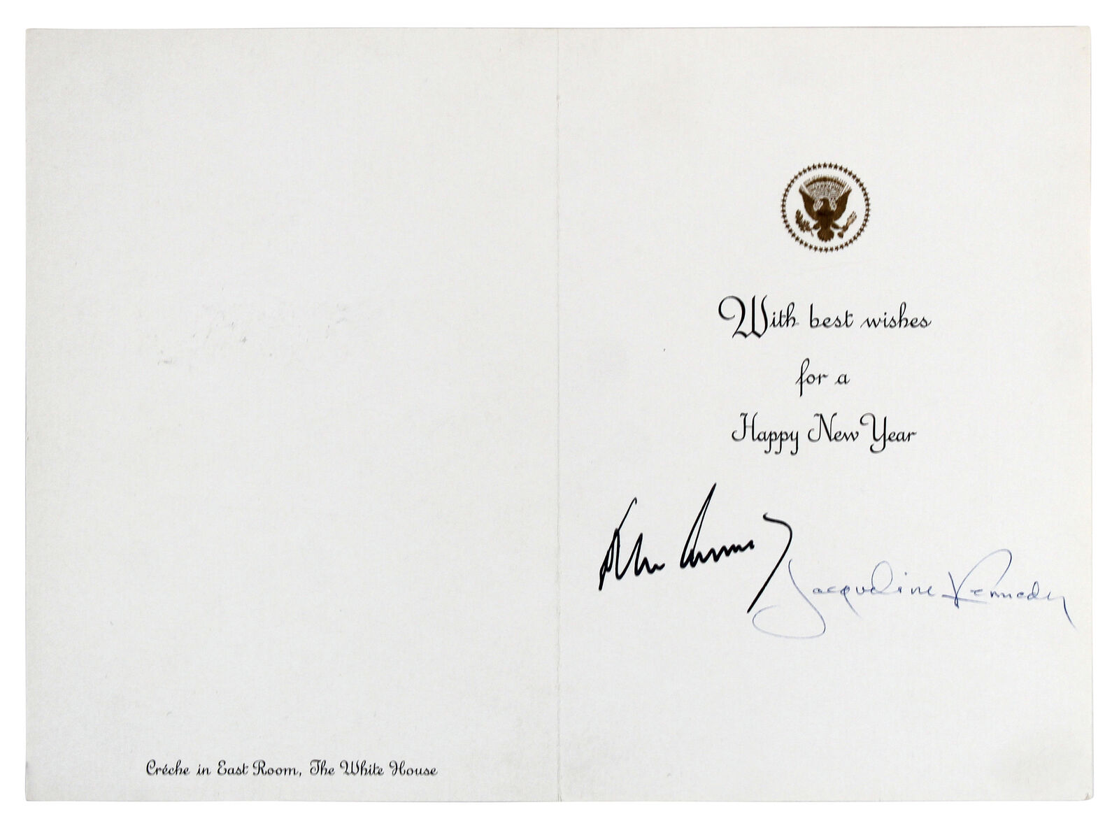 John F. Kennedy & Jaqueline Onassis Signed 1963 Unsent Christmas Card BAS LOA