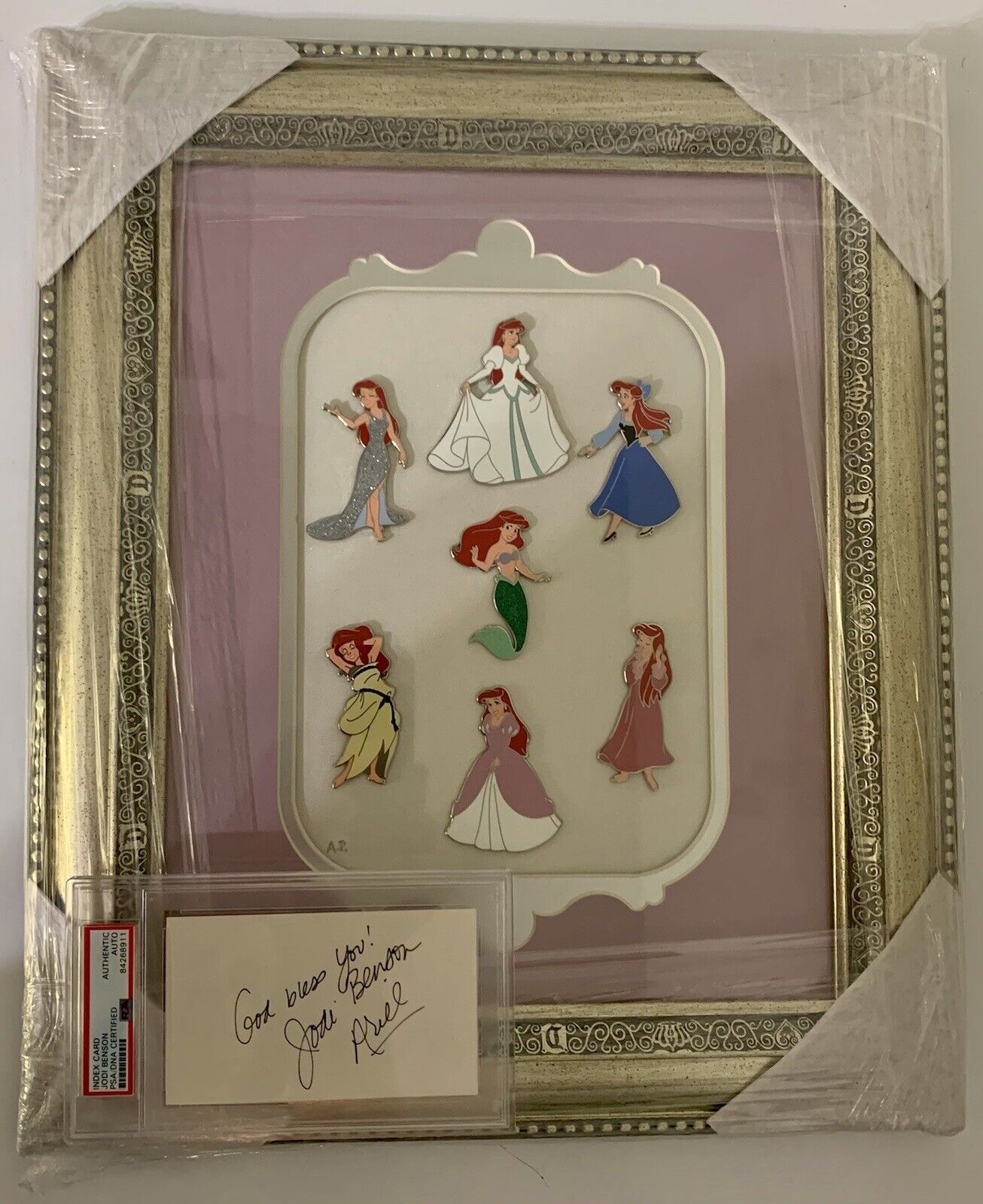 WDI MOG Disney TLM Ariel Dress LE 7 Pin Set AP Frame + Jodi Benson Autograph PSA