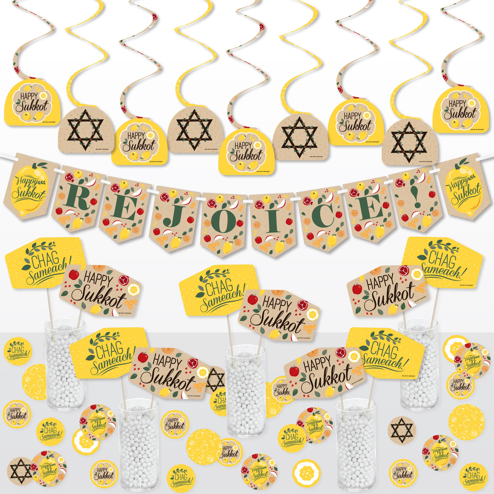 Sukkot - Sukkah  Holiday Supplies Decoration Kit - Decor Galore Party Pack 51 Pc