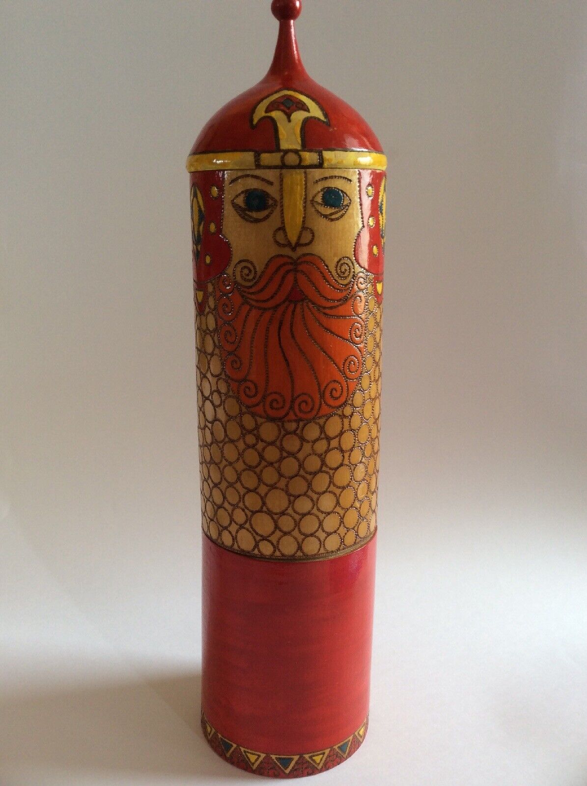 Hand Carved Painted Red Beard East Europe Orthodox Wooden 14\