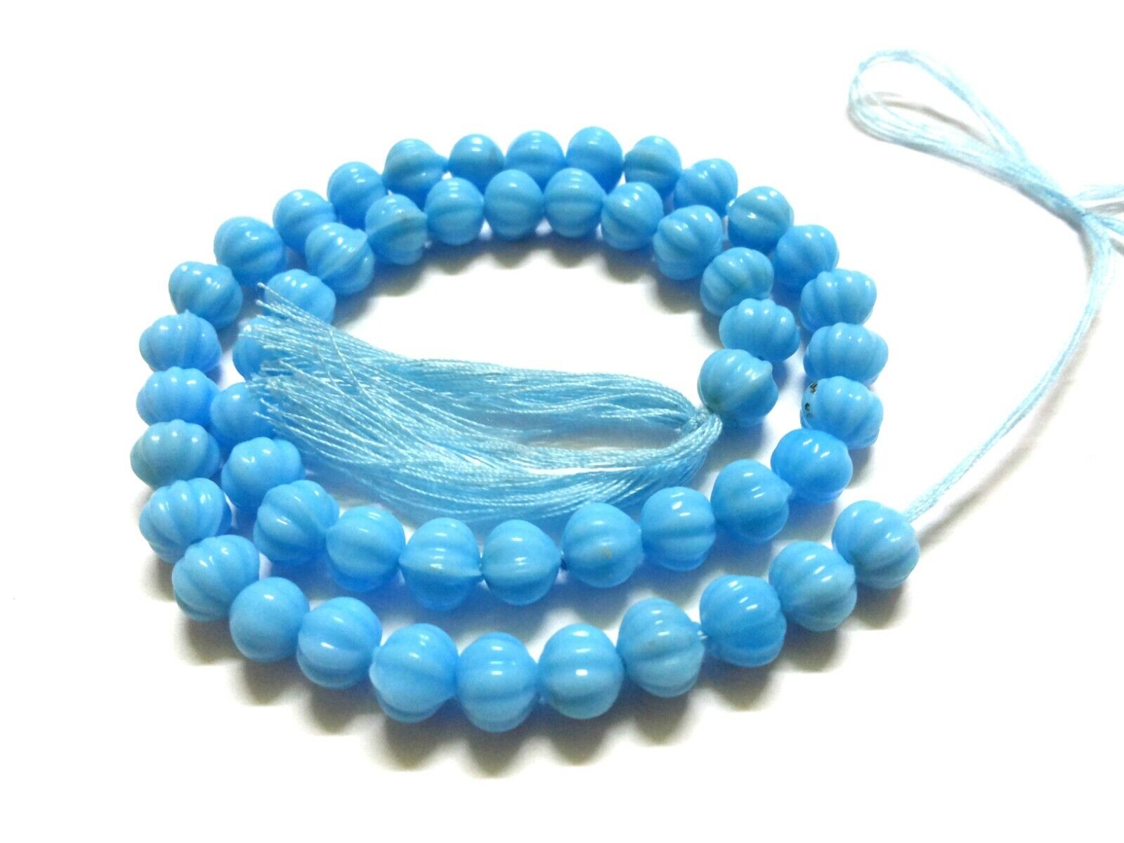 5 Strand Turquoise Quartz Watermelon Pumpkin Carved 6-7mm Loose Beads 10