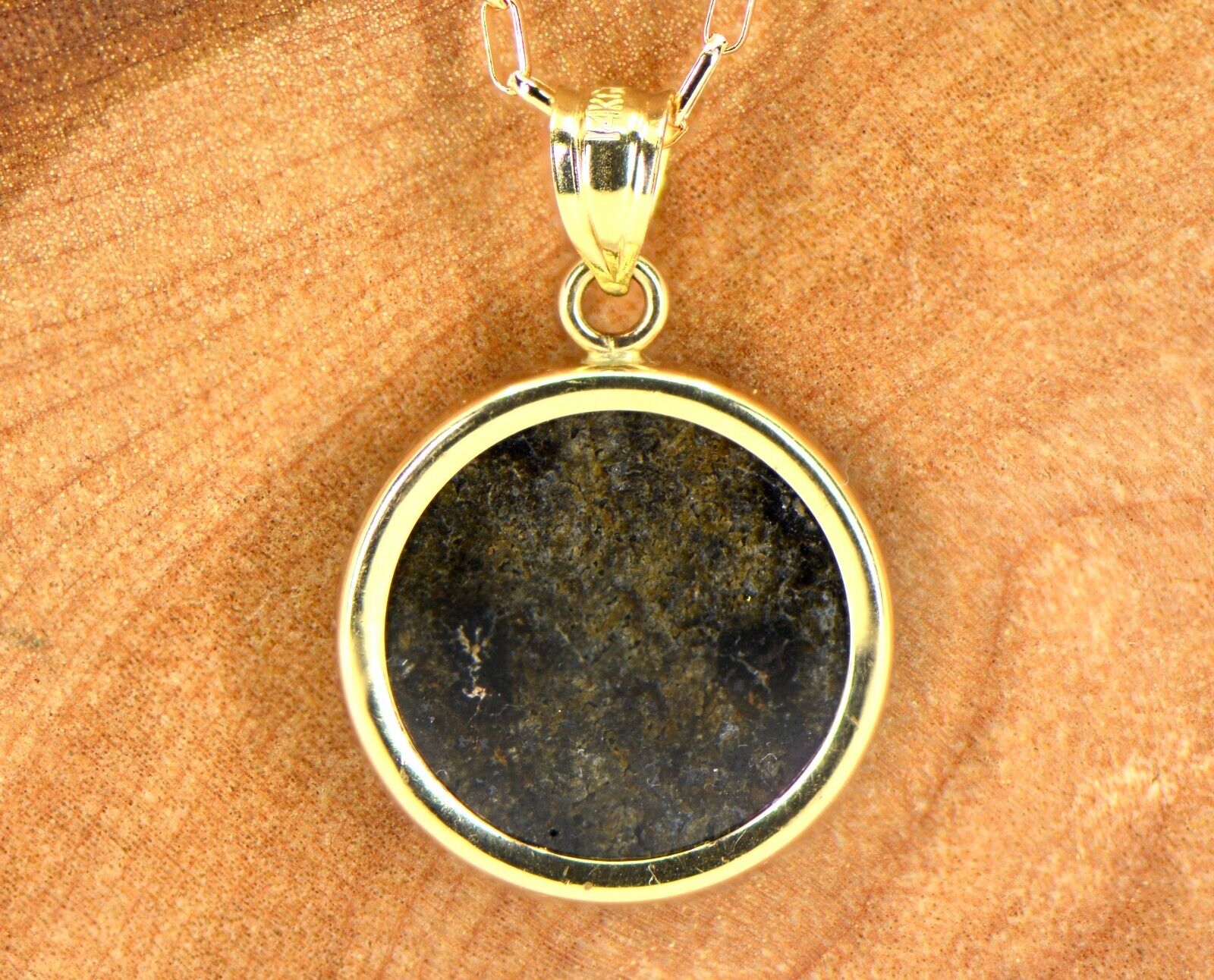 Mars Meteorite Necklace - Genuine Martian Meteorite Jewelry - 14Kt Gold - TOP 