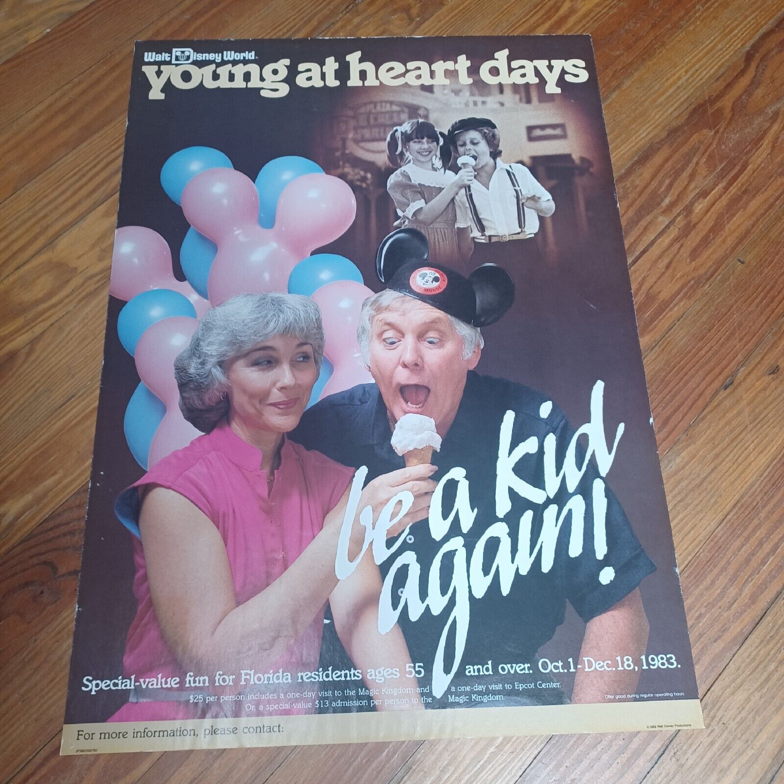 Vintage 80s Walt Disney World Promotional Poster Young at Heart Days Rare