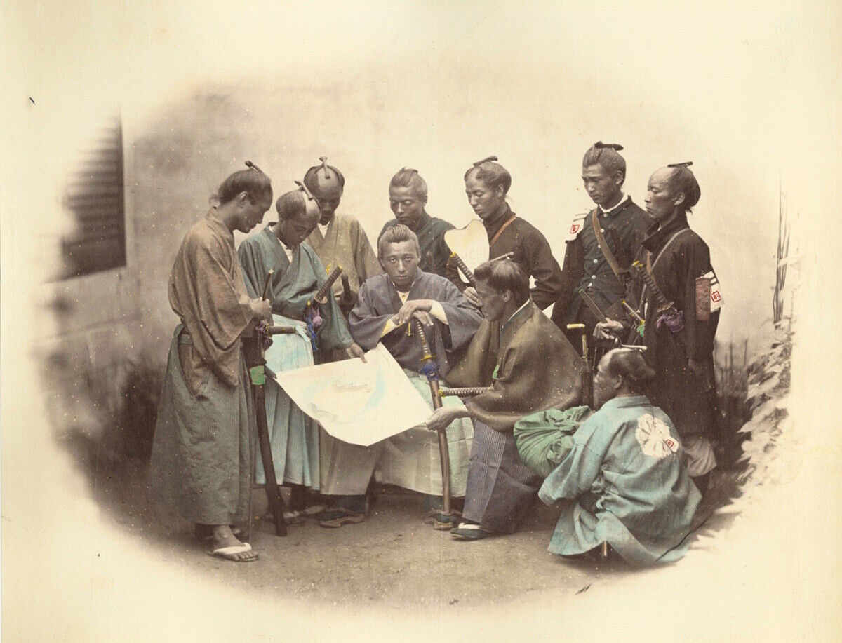 Felice/Felix Beato Group of Samurai Albumen Print Photo ca. 1868 Japan 