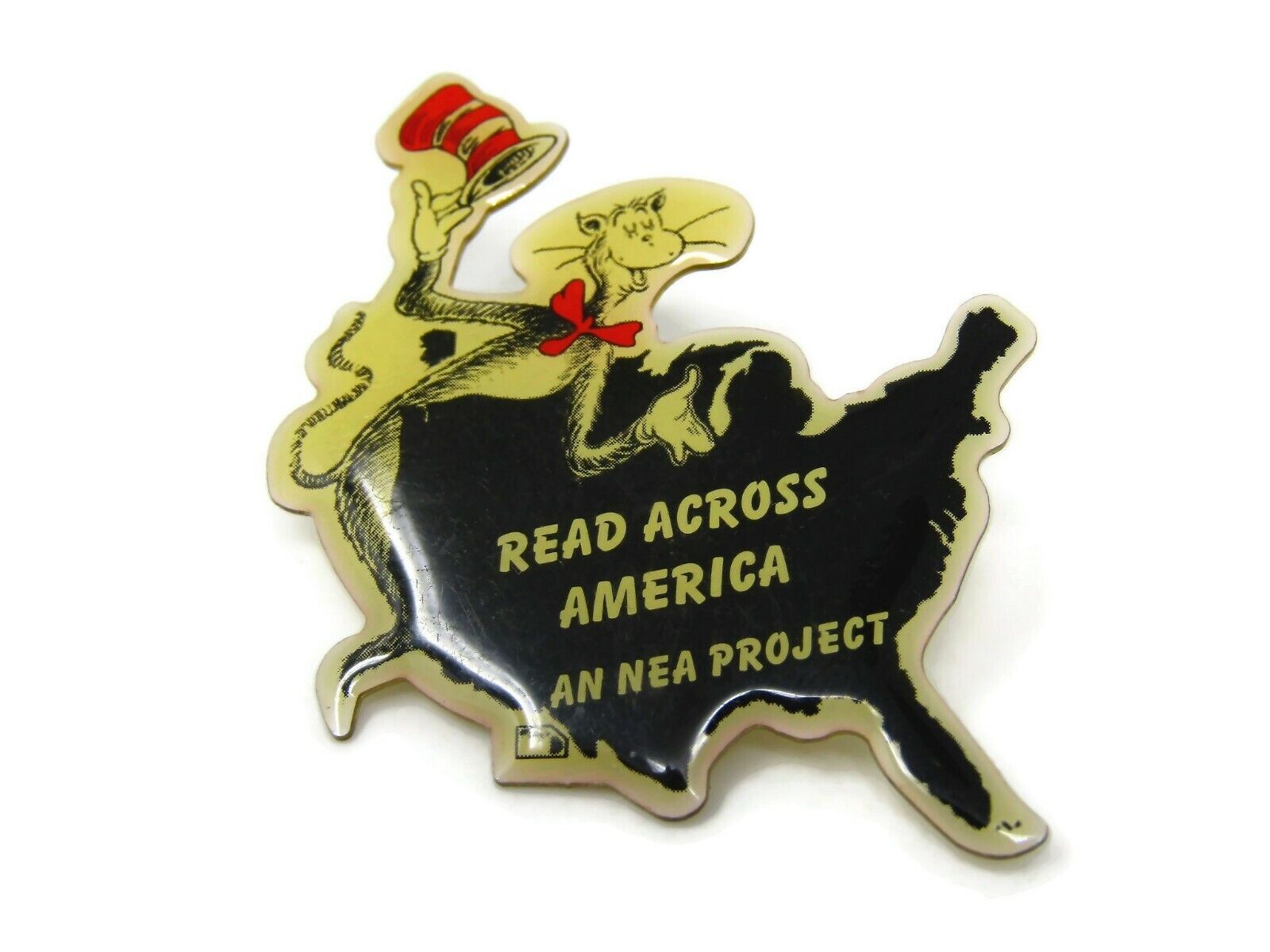 Dr Seuss Pin Read Across America NEA Project Cat in Hat Vintage Collectible