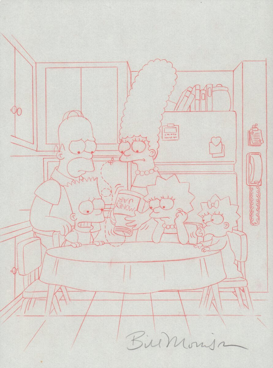 The Simpsons Activity Book Interior - Whole Family is Broke art by Bill Morrison