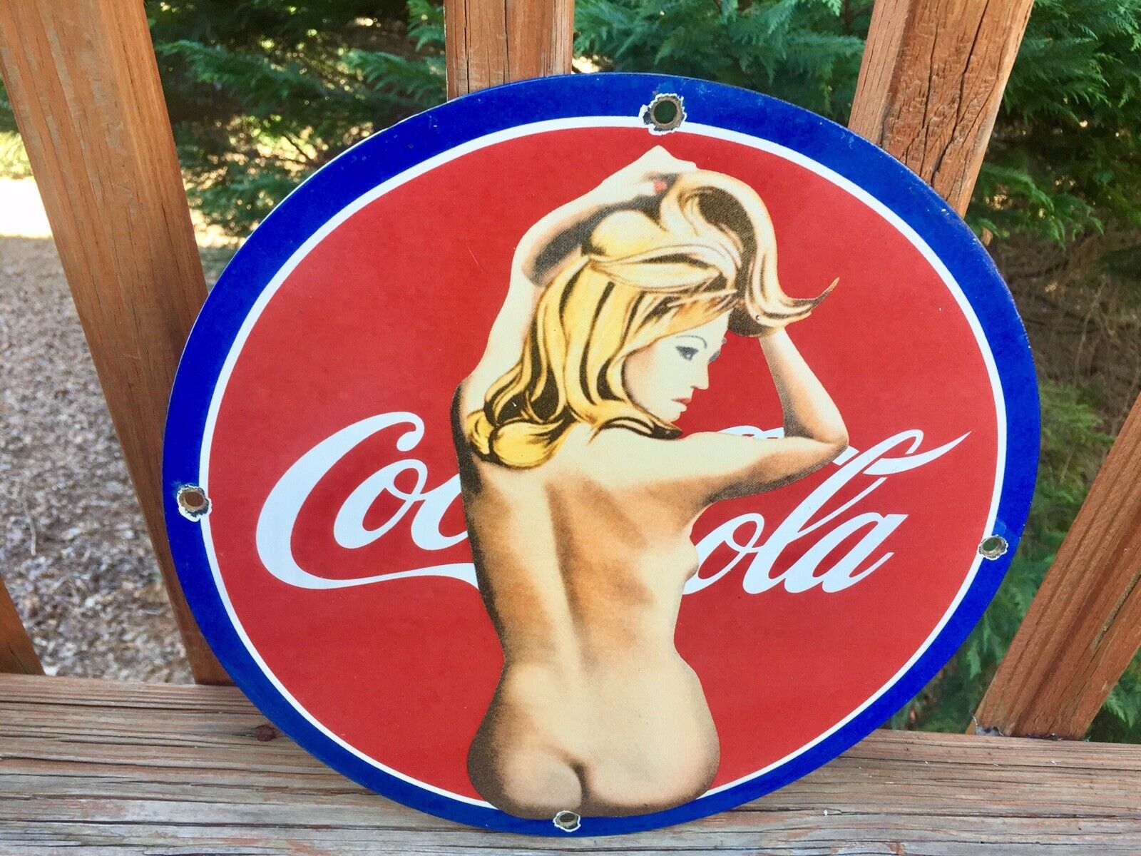 Vintage Coca Cola Heavy Porcelain Sign 12” Cola Soda Sign 