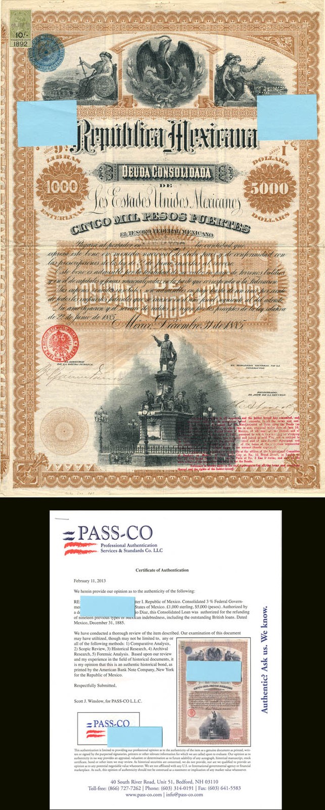 Black Diamond or Christopher Columbus Republica Mexicana - 1,000 British Pound