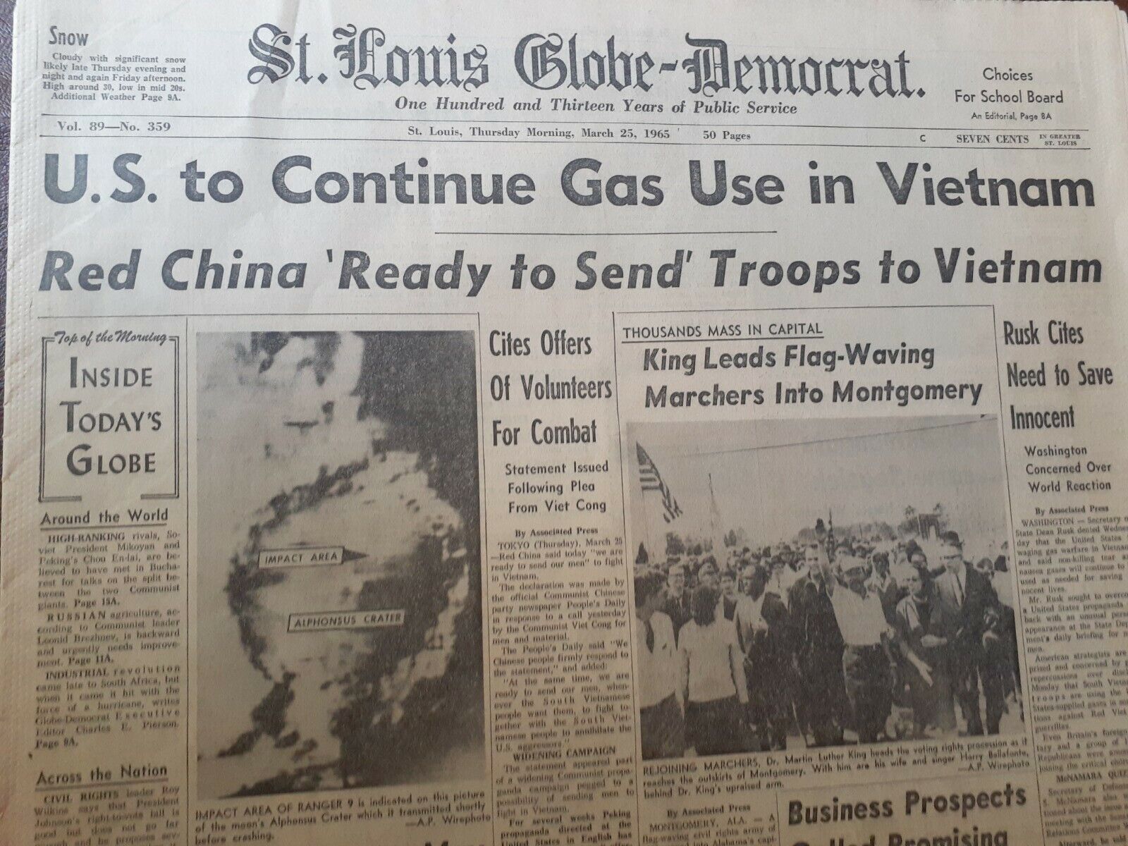 Newspapers- 'VICTORY DAY' AS MARTIN LUTHER KING LEADS MARCHERS INTO MONTGOMERY 