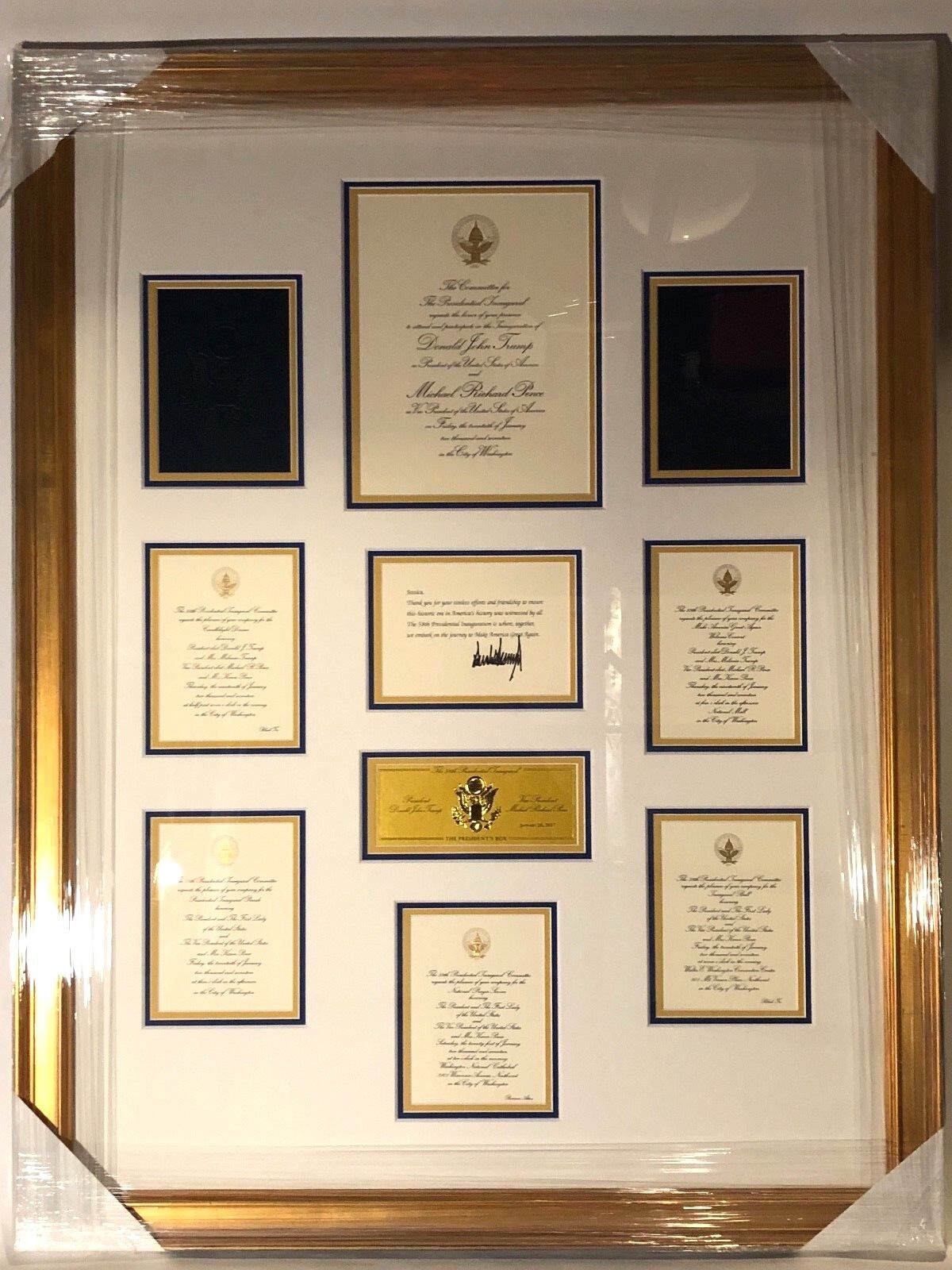 Donald Trump 45th Presidential Inauguration Commemorative Framed Signed Set 