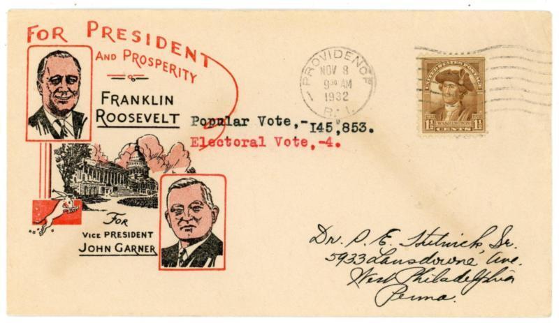 PRESIDENTIAL ELECTION DAY-PROVIDENCE RI-NOV/8/1932-DEMOCRATS-FRANKLN