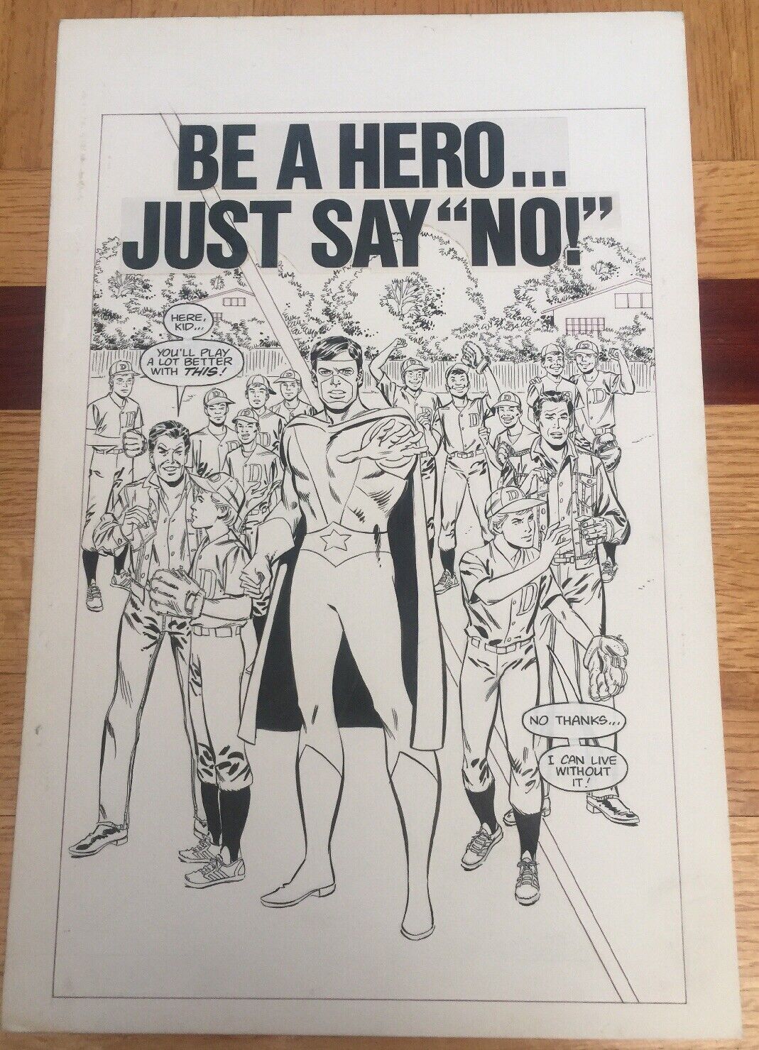 1980's Don Heck Be A Hero Just Say No DC Public Service Ad Original Artwork