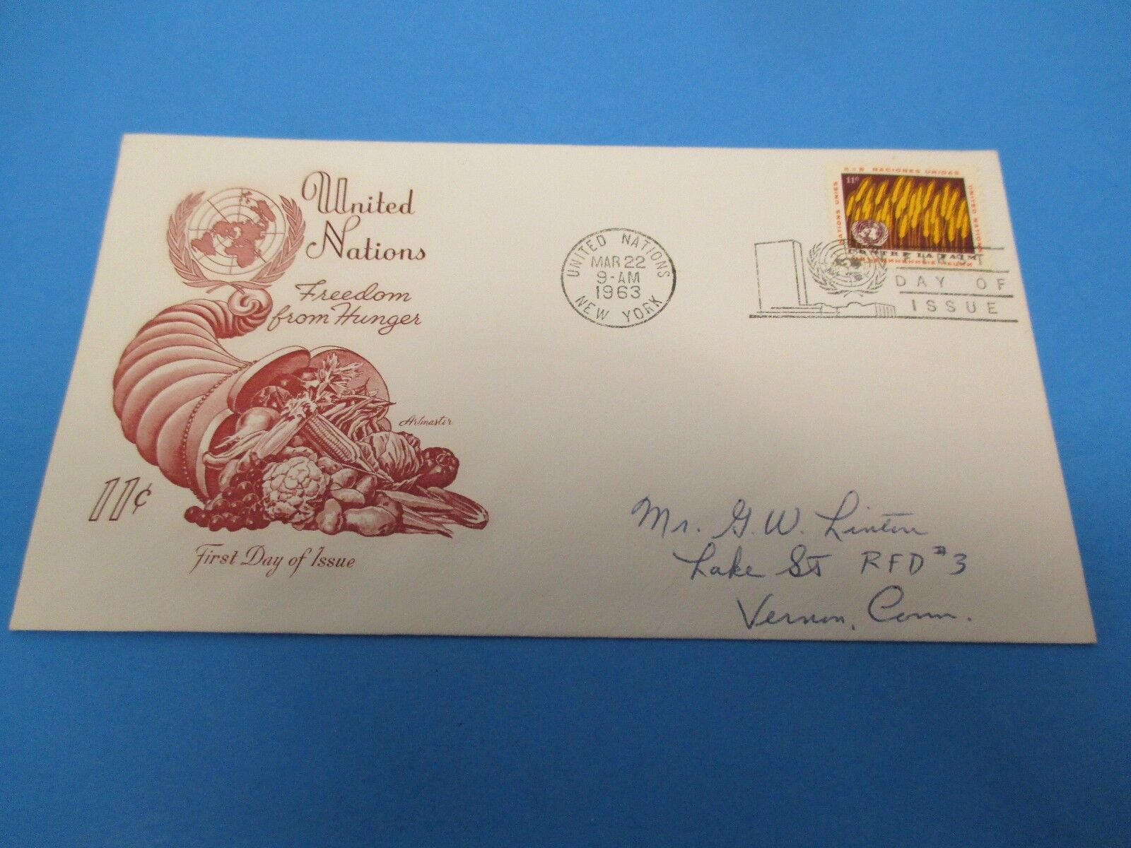 First Day Cover, United Nations honors Freedom from Hunger Campaign, 1963, FDC