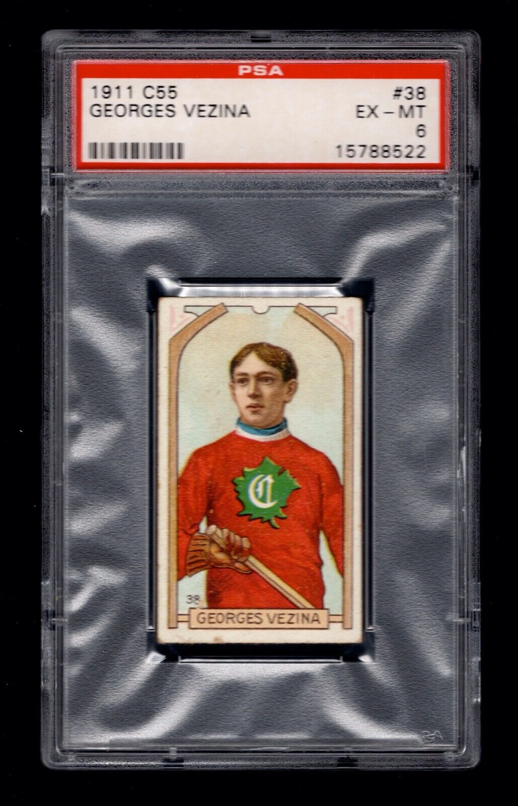 PSA 6 GEORGES VEZINA 1911 Imperial Tobacco C55 Hockey Card #38 ROOKIE, GRAIL