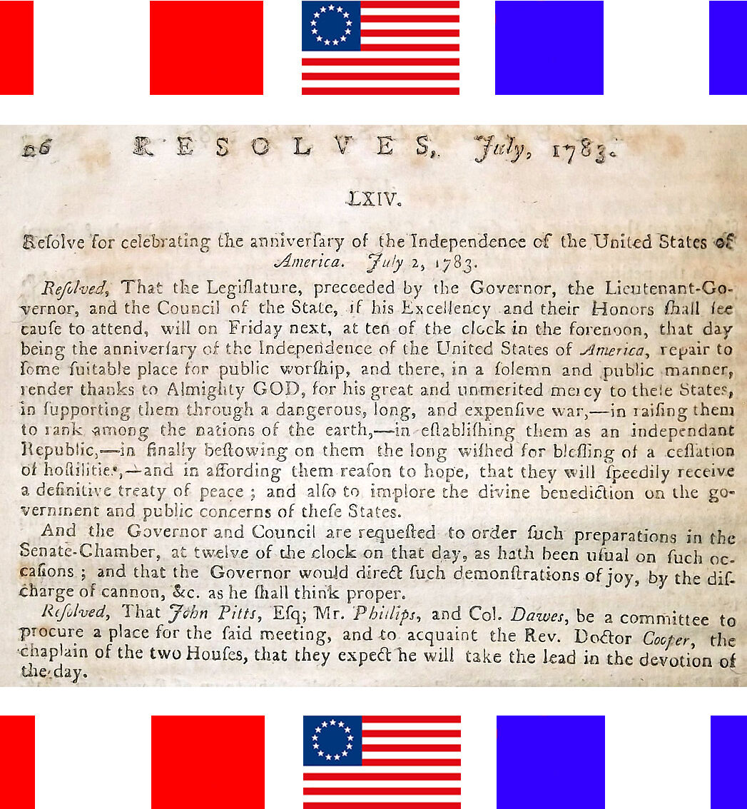 1783 FOURTH 4TH OF JULY DECLARED HOLIDAY Antique Rev Revolutionary War Patriotic