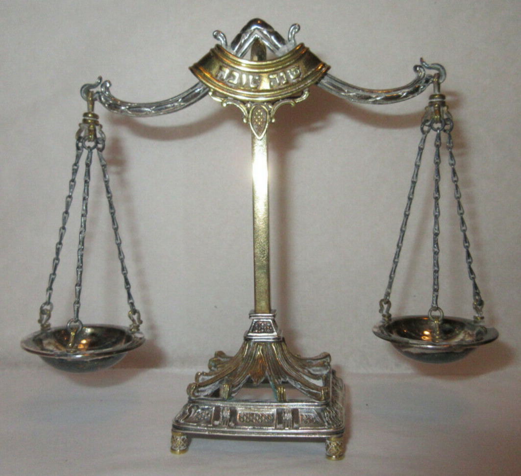 Dudek Swed Masters Silver & Brass Judgment Justice Scale Judaica Rosh Hashanah