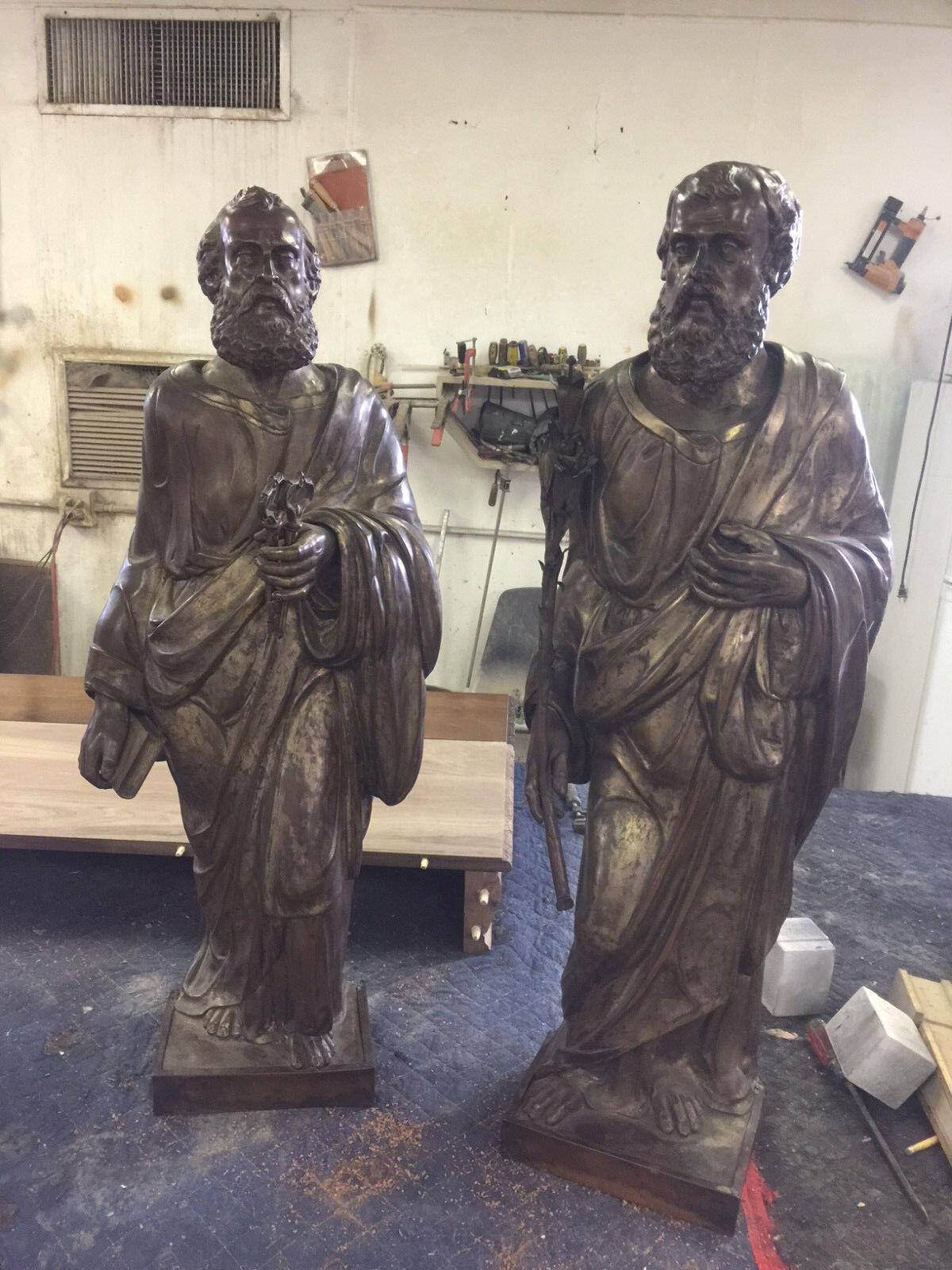 18th Century Copper Clad Saint Statues