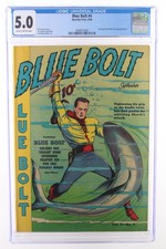 Blue Bolt #4 - Novelty Press 1940 CGC 5.0 Full page Basil Wolverton Spacehawk ad picture
