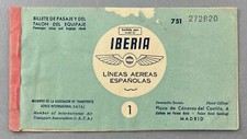 IBERIA SPAIN VINTAGE USED AIRLINE TICKET LINEAS AEREAS ESPAÑOLAS picture